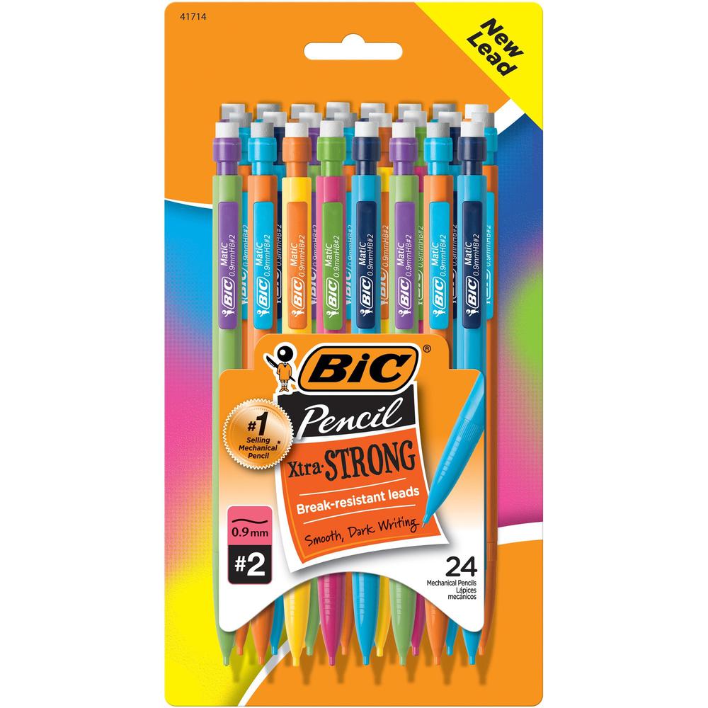 BIC Xtra Strong No. 2 Mechanical Pencils - #2 Lead - 0.9 mm Lead Diameter - Black Lead - Assorted Barrel - 24 / Pack. The main picture.