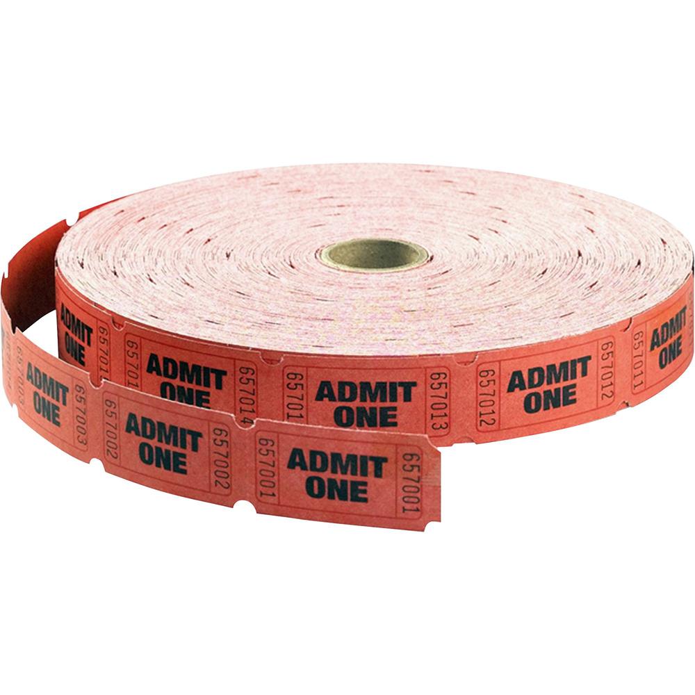 Maco Admit One Single Roll Tickets - Red - 2000/Roll. Picture 1
