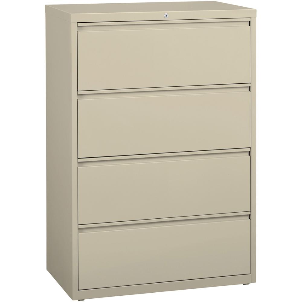 Lorell Fortress Series Lateral File - 36" x 18.6" x 52.5" - 4 x Drawer(s) for File - Legal, Letter, A4 - Lateral - Rust Proof, Leveling Glide, Interlocking, Ball-bearing Suspension, Label Holder - Put. Picture 1