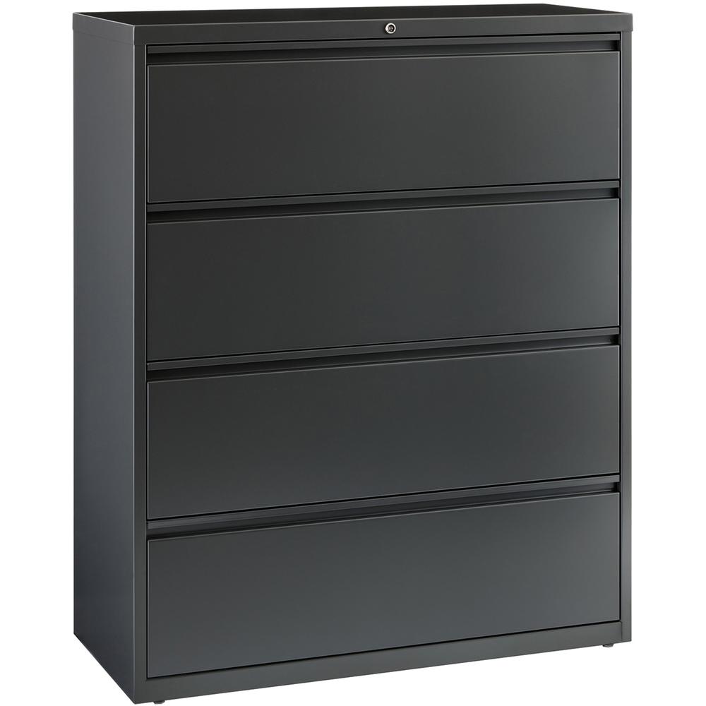 Lorell Fortress Series Lateral File - 42" x 18.6" x 52.5" - 4 x Drawer(s) - Legal, Letter, A4 - Lateral - Rust Proof, Leveling Glide, Interlocking, Reinforced, Hanging Rail - Charcoal - Baked Enamel -. Picture 1