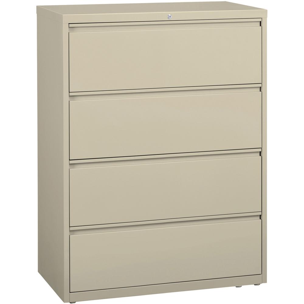 Lorell Fortress Series Lateral File - 42" x 18.6" x 52.5" - 4 x Drawer(s) for File - Legal, Letter, A4 - Lateral - Rust Proof, Leveling Glide, Interlocking, Ball-bearing Suspension, Label Holder - Put. Picture 1