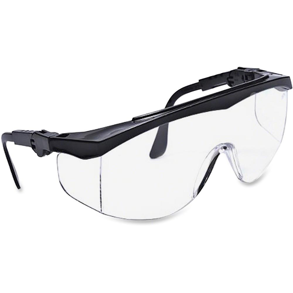 MCR Safety Tomahawk Adjustable Safety Glasses - Ultraviolet Protection - Clear - Black Frame - Adjustable - 1 / Each. Picture 1