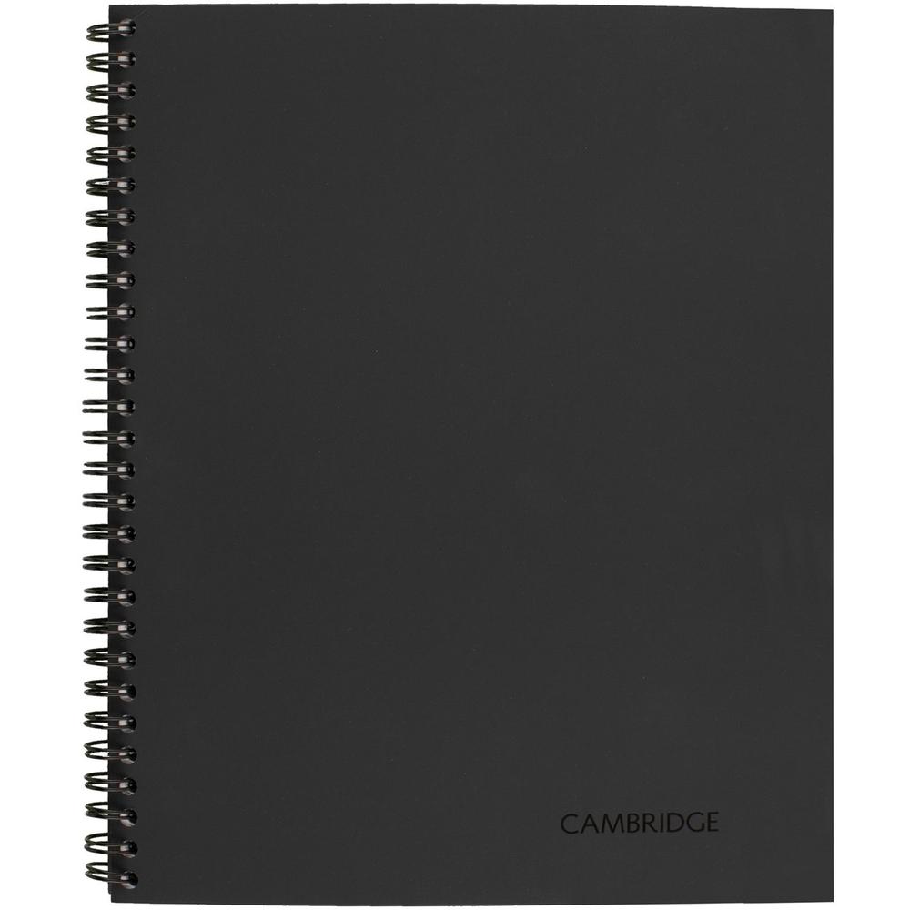 Cambridge Limited Business Notebooks - 80 Sheets - Wire Bound - Legal Ruled - 0.28" Ruled - 20 lb Basis Weight - 8 1/4" x 11" - Black Binding - BlackLinen Cover - Perforated, Durable, Easy Tear, Flexi. Picture 1