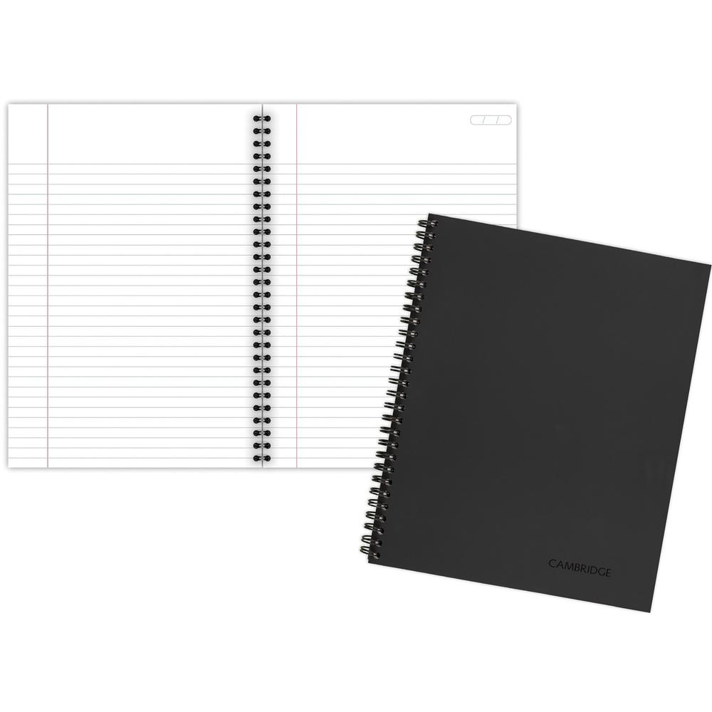 Mead Legal Business Notebook - 80 Sheets - Wire Bound - 0.28" Ruled - 20 lb Basis Weight - 6" x 9 1/2" - Black Paper - Black Cover - Linen Cover - Pocket, Tab, Subject, Perforated, Flexible Cover - 1 . The main picture.