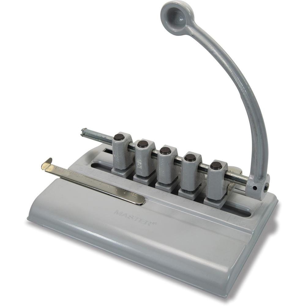 Master Products Adjustable 5-hole Punch - 5 Punch Head(s) - 40 Sheet - 11/32" Punch Size - Tan. Picture 1