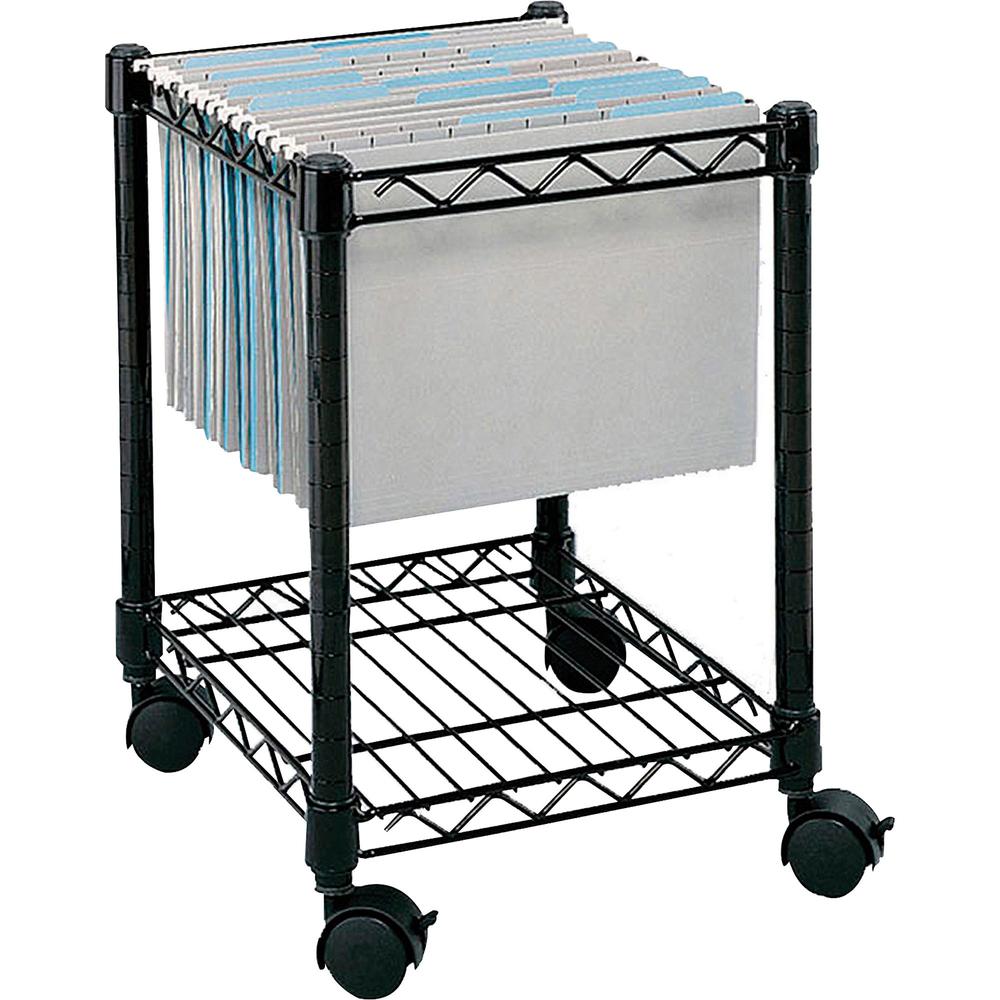 Safco Compact Mobile File Cart - 1 Shelf - 4 Casters - Steel - x 15.5" Width x 14" Depth x 19.5" Height - Black - 1 Each. Picture 1
