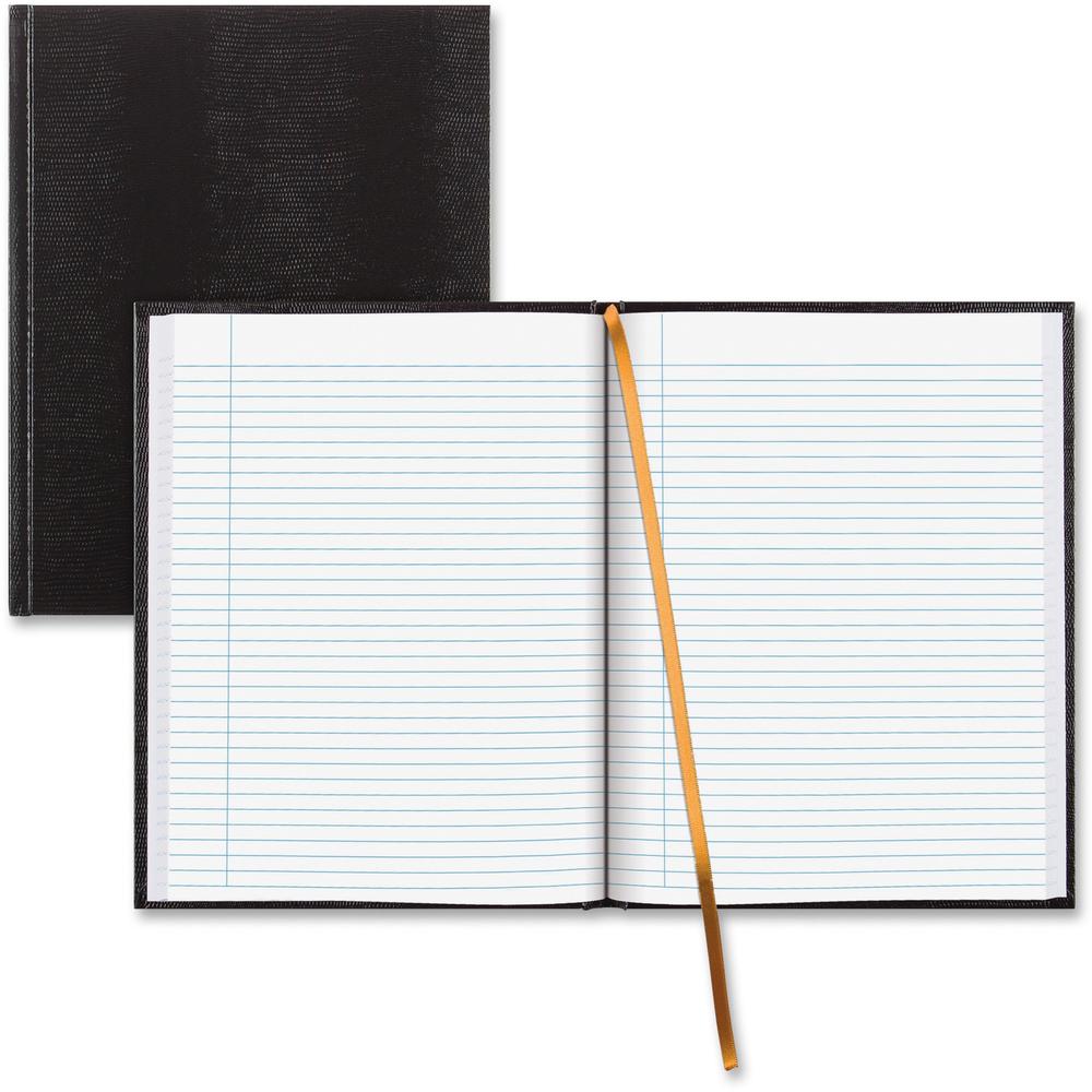 Blueline Hardbound Executive Journal - 150 Sheets - Perfect Bound - Ruled Margin - 11" x 8 1/2" - White Paper - Black Cover - Hard Cover - Recycled - 1 Each. Picture 1