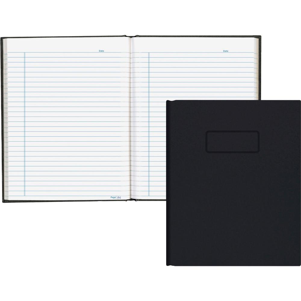 Blueline Hardbound Business Books - 192 Sheets - Perfect Bound - Ruled Blue Margin - 9 1/4" x 7 1/4" - White Paper - Black Cover - Hard Cover, Self-adhesive, Index Sheet - Recycled - 1 Each. Picture 1