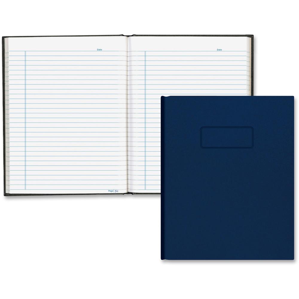 Blueline Hardbound Composition Books - 96 Sheets - 192 Pages - Perfect Bound - Blue Margin - 9 1/4" x 7 1/4" - White Paper - Blue Cover - Hard Cover, Self-adhesive, Index Sheet - Recycled - 1 Each. Picture 1