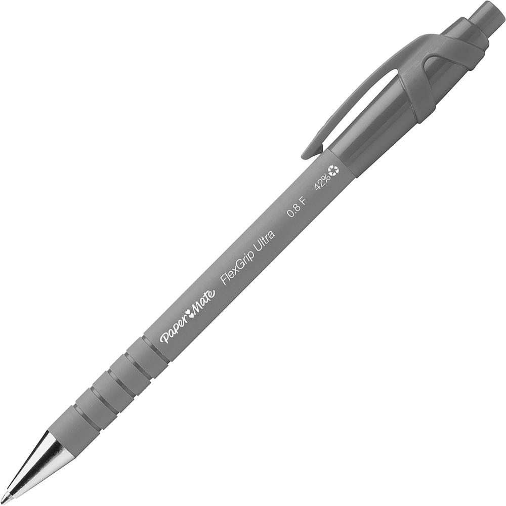 Paper Mate Flexgrip Ultra Retractable Pens - Fine Pen Point - Refillable - Retractable - Black Alcohol Based Ink - Rubber Barrel - 1 Dozen. Picture 1
