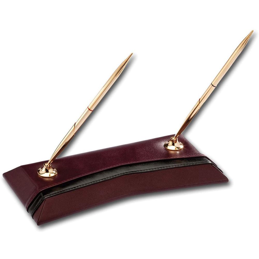 Dacasso Double Pen Stand - Leather - Burgundy. The main picture.