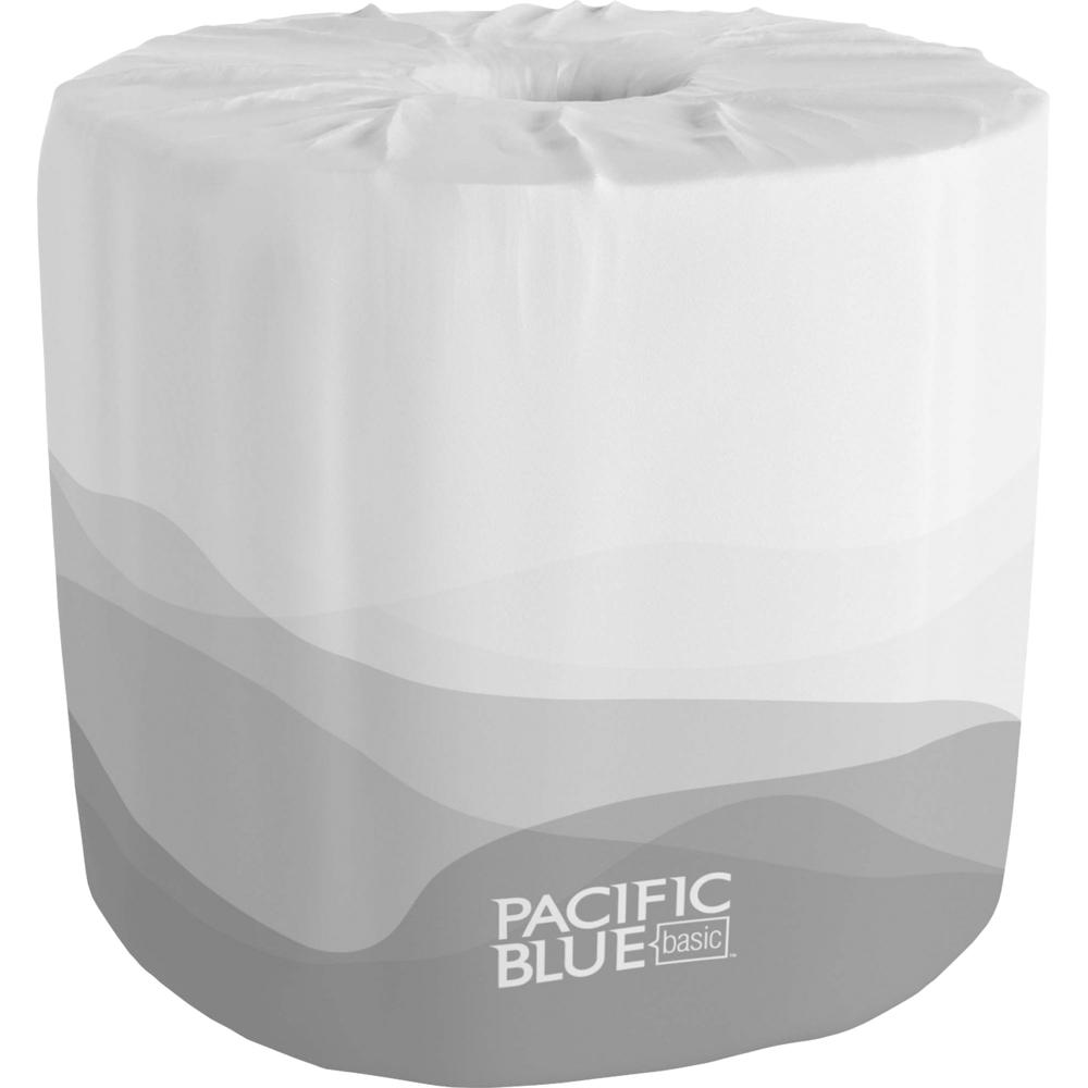 Pacific Blue Basic Standard Roll Embossed Toilet Paper - 2 Ply - 4.05" x 4" - 550 Sheets/Roll - White - Soft, Durable, Absorbent - For Office Building, Healthcare - 80 / Carton. Picture 1