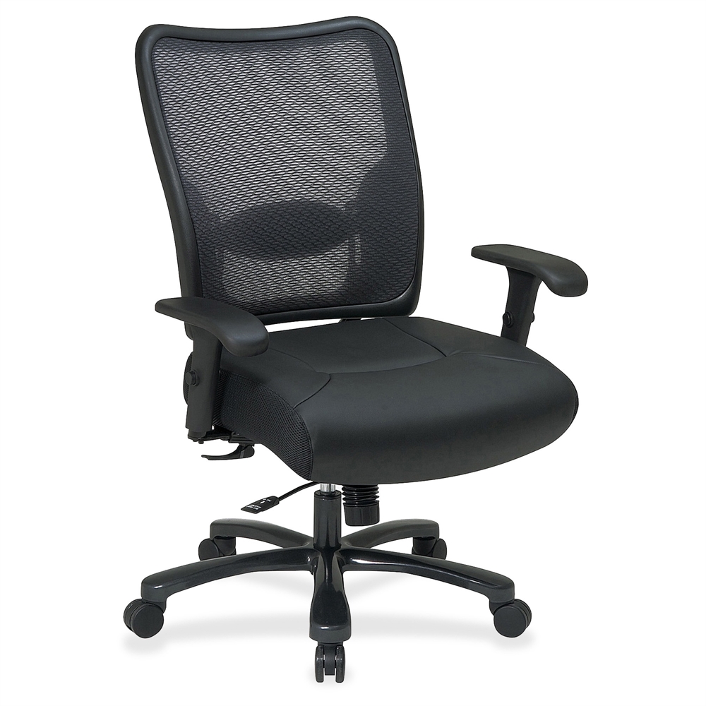 Office Star Space Task Chair - Leather Seat - 5-star Base - Black - 22" Seat Width x 21" Seat Depth - 30.3" Width x 28.8" Depth x 44.5" Height. The main picture.
