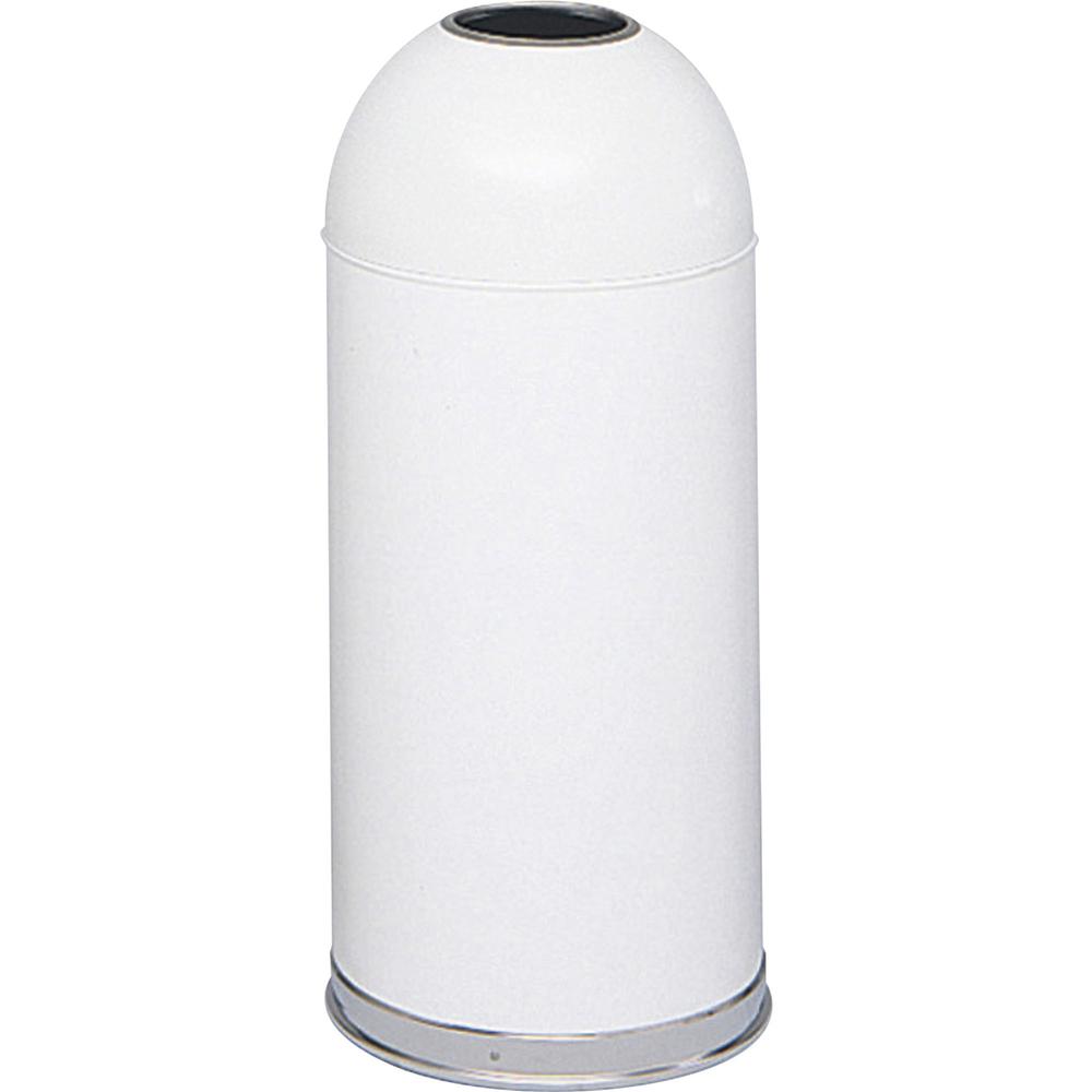 Safco Open Top Dome Waste Receptacle - 15 gal Capacity - 6" Opening Diameter - 34" Height x 15" Depth - Stainless Steel - White - 1 / Each. The main picture.