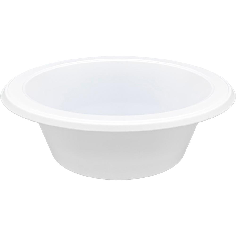 Genuine Joe 12 oz Reusable Plastic Bowls - Serving - Disposable - White - Plastic Body - 125 / Pack. Picture 1