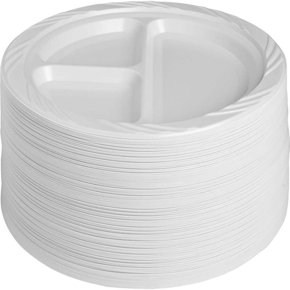 genuine-joe-9-round-divided-plates-disposable-white-plastic-body