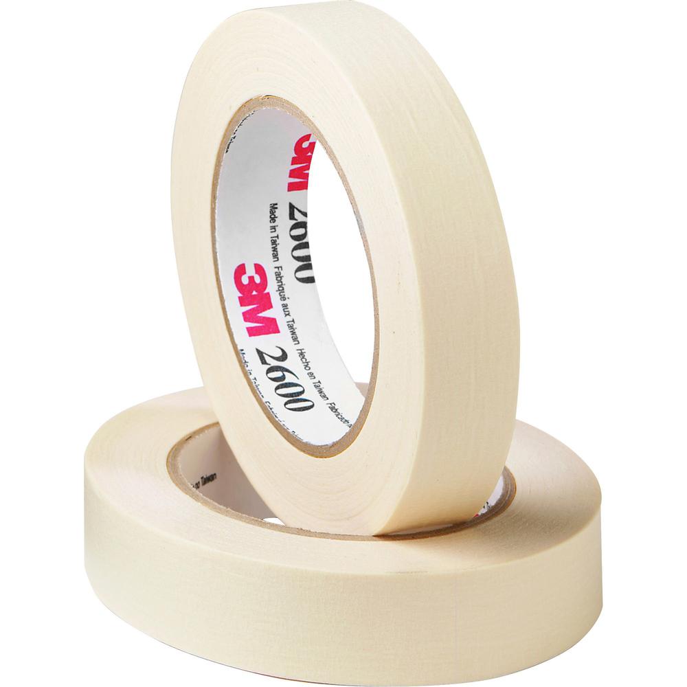 Highland Economy Masking Tape - 60 yd Length x 2" Width - 4.4 mil Thickness - 3" Core - Rubber Backing - For Labeling, Bundling, Mounting, Wrapping, Holding - 6 / Pack - Cream. Picture 1