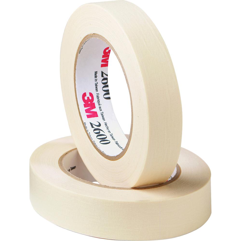 Highland Economy Masking Tape - 60 yd Length x 1" Width - 4.4 mil Thickness - 3" Core - Rubber Backing - For Labeling, Bundling, Mounting, Wrapping, Holding - 9 / Pack - Tan. Picture 1
