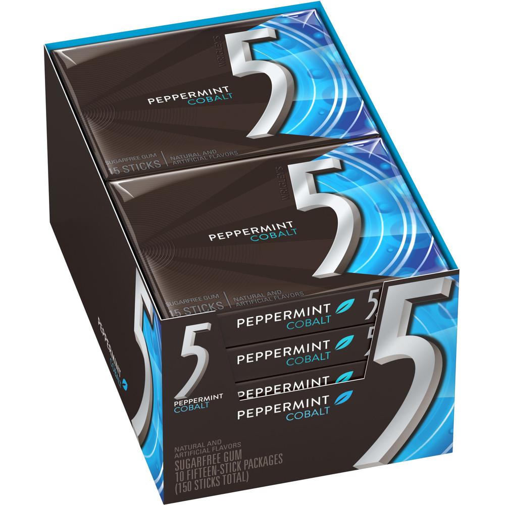5 Gum Cobalt 5 Peppermint Sugar-free Gum - Peppermint - Individually Wrapped - 10 / Box. Picture 1