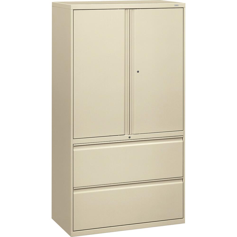 HON Brigade 800 H885LS Lateral File - 36" x 18"67" - 2 Drawer(s) - 3 Shelve(s) - Finish: Putty. Picture 1