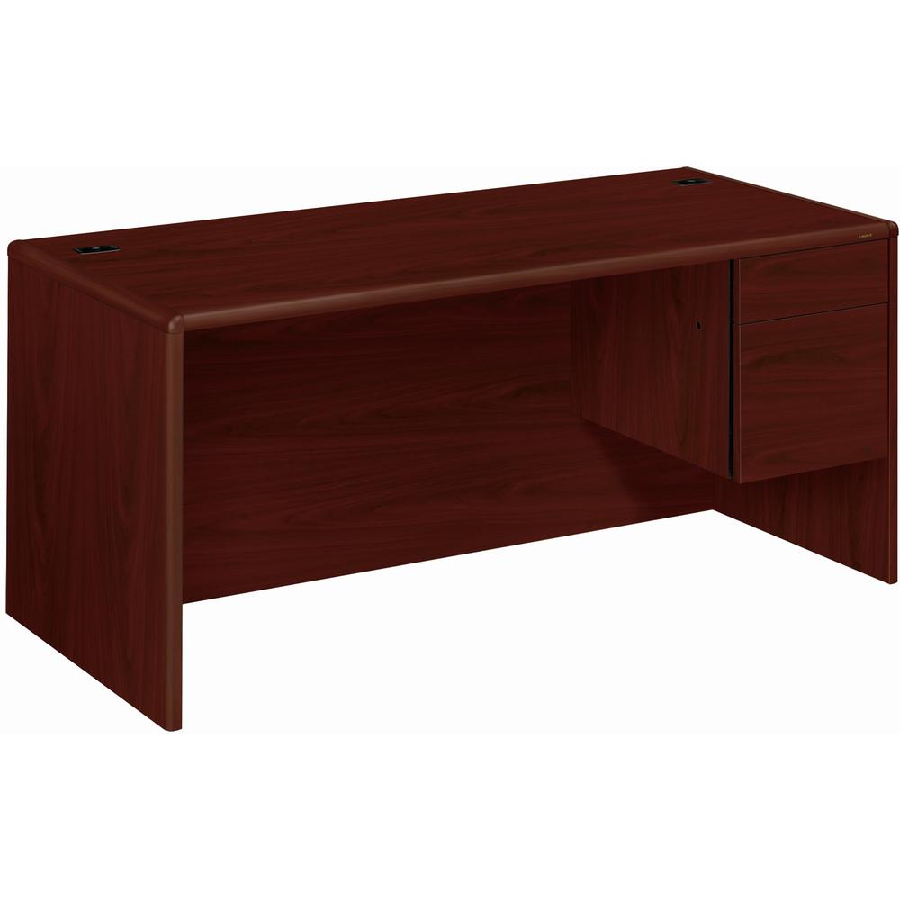 HON 10700 H10783R Pedestal Desk - 66" x 30"29.5" - 2 x Box, File Drawer(s)Right Side - Waterfall Edge. Picture 1