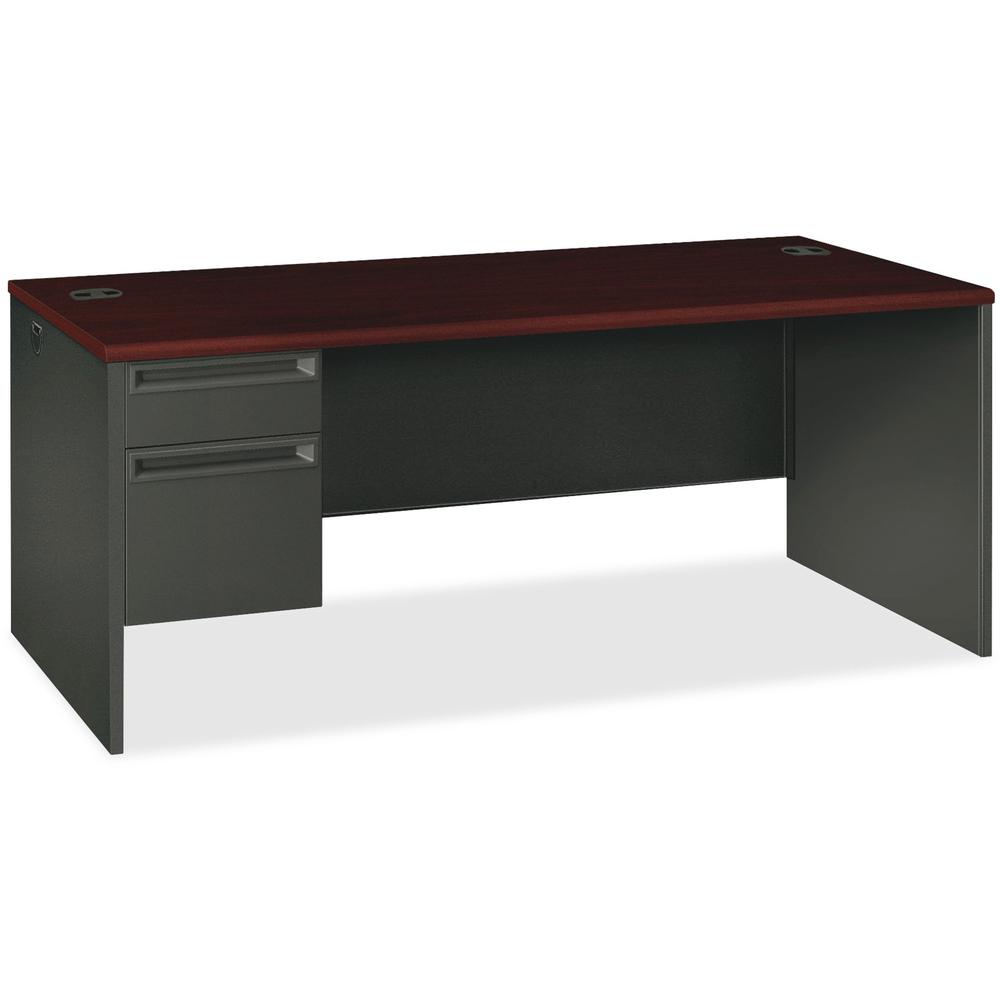 HON 38000 H38294L Pedestal Desk - 72" x 36"29.5" - 2 x Box, File Drawer(s)Left Side - Waterfall Edge - Finish: Charcoal. Picture 1