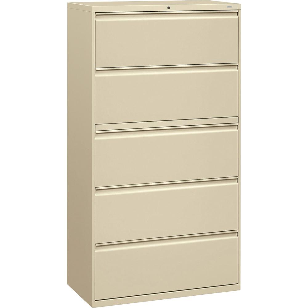 HON Brigade 800 H885 Lateral File - 36" x 18"67" - 5 Drawer(s) - Finish: Putty. Picture 1