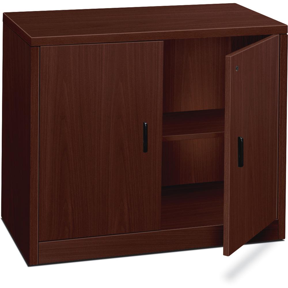 HON 10500 H105291 Storage Cabinet - 36" x 20"29.5" - 2 Door(s) - Flat Edge - Finish: Mahogany. Picture 1