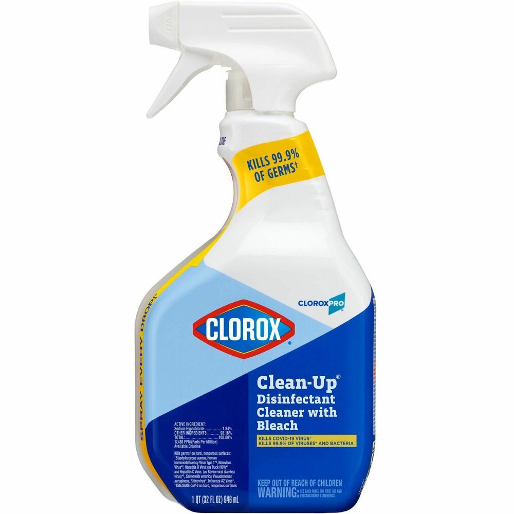 CloroxPro&trade; Clean-Up Disinfectant Cleaner with Bleach - Ready-To-Use - 32 fl oz (1 quart) - 1 Each - Clear. Picture 1