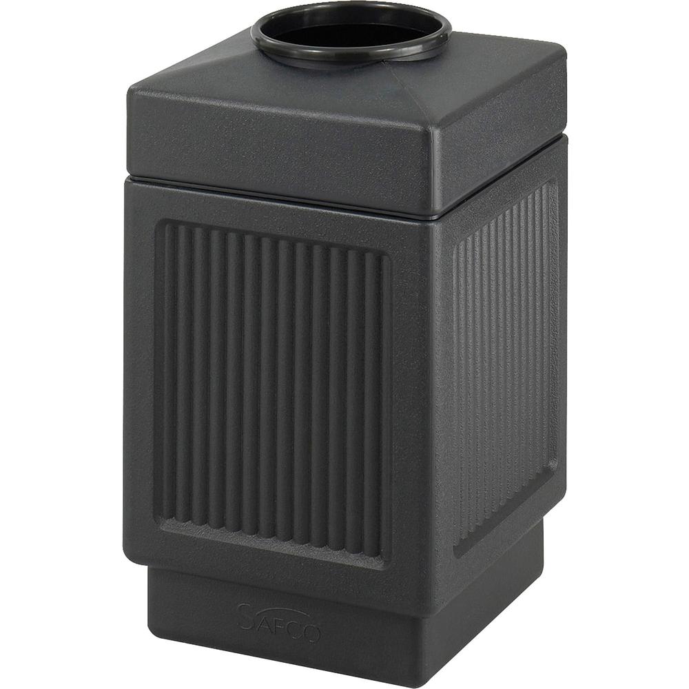 Safco Indoor/Outdoor Waste Receptacle - 38 gal Capacity - 31.5" Height x 18.3" Width x 18.3" Depth - Polyethylene - Black - 1 Each. Picture 1