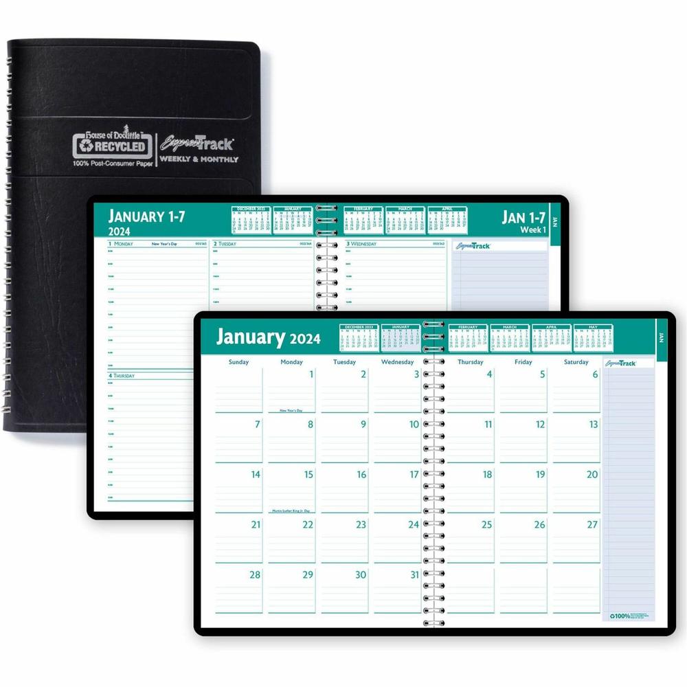 House of Doolittle Express Track Weekly/Monthly Calendar Planner - Julian Dates - Weekly, Monthly - 13 Month - January 2024 - January 2025 - 8:00 AM to 5:00 PM - Hourly - 1 Week, 1 Month Double Page L. Picture 1