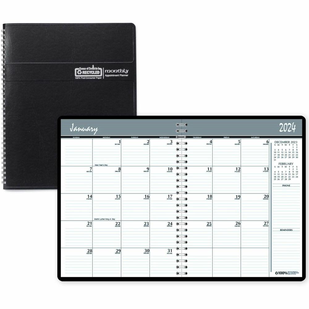House of Doolittle Expense Log/Memo Page Monthly Planner - Julian Dates - Monthly - 14 Month - December 2022 till January 2024 - 1 Month Double Page Layout - 6 7/8" x 8 3/4" Sheet Size - 1.50" x 1.50". Picture 1