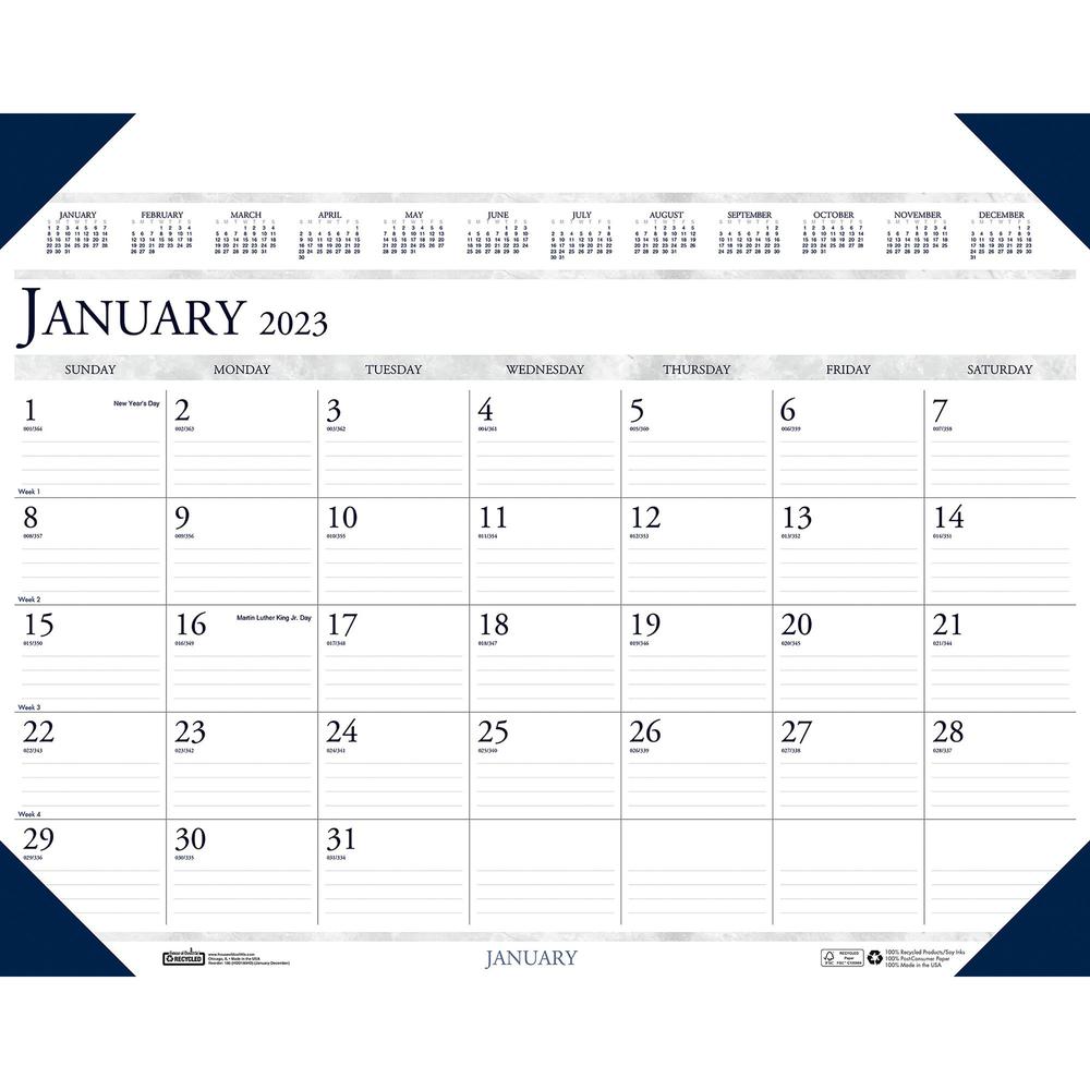 House of Doolittle Eco-friendly Executive Calendar Desk Pad - Julian Dates - Monthly - 1 Year - January 2024 - December 2024 - 1 Month Single Page Layout - 24" x 19" Sheet Size - 2.38" x 3.38" Block -. The main picture.