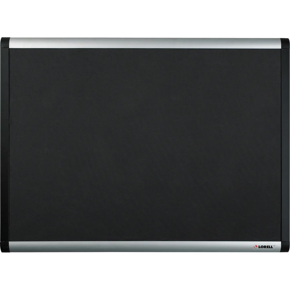 Lorell Black Mesh Fabric Covered Bulletin Boards - 36" Height x 48" Width - Fabric Surface - Black Anodized Aluminum Frame - 1 Each. The main picture.