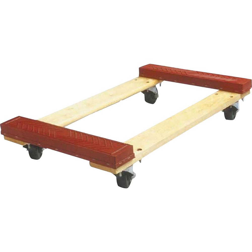 Sparco Cross Member Dolly - 1000 lb Capacity - 4 Casters - 4" Caster Size - Wood - x 18" Width x 30" Depth x 6.1" Height - Red - 1 Each. Picture 1