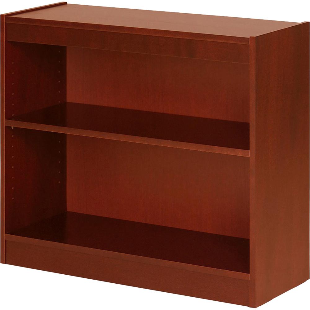 Lorell Panel End Hardwood Veneer Bookcase - 36" x 12" x 0.8" x 30" - 2 Shelve(s) - 1 Adjustable Shelf(ves) - Material: Veneer - Finish: Cherry. Picture 1