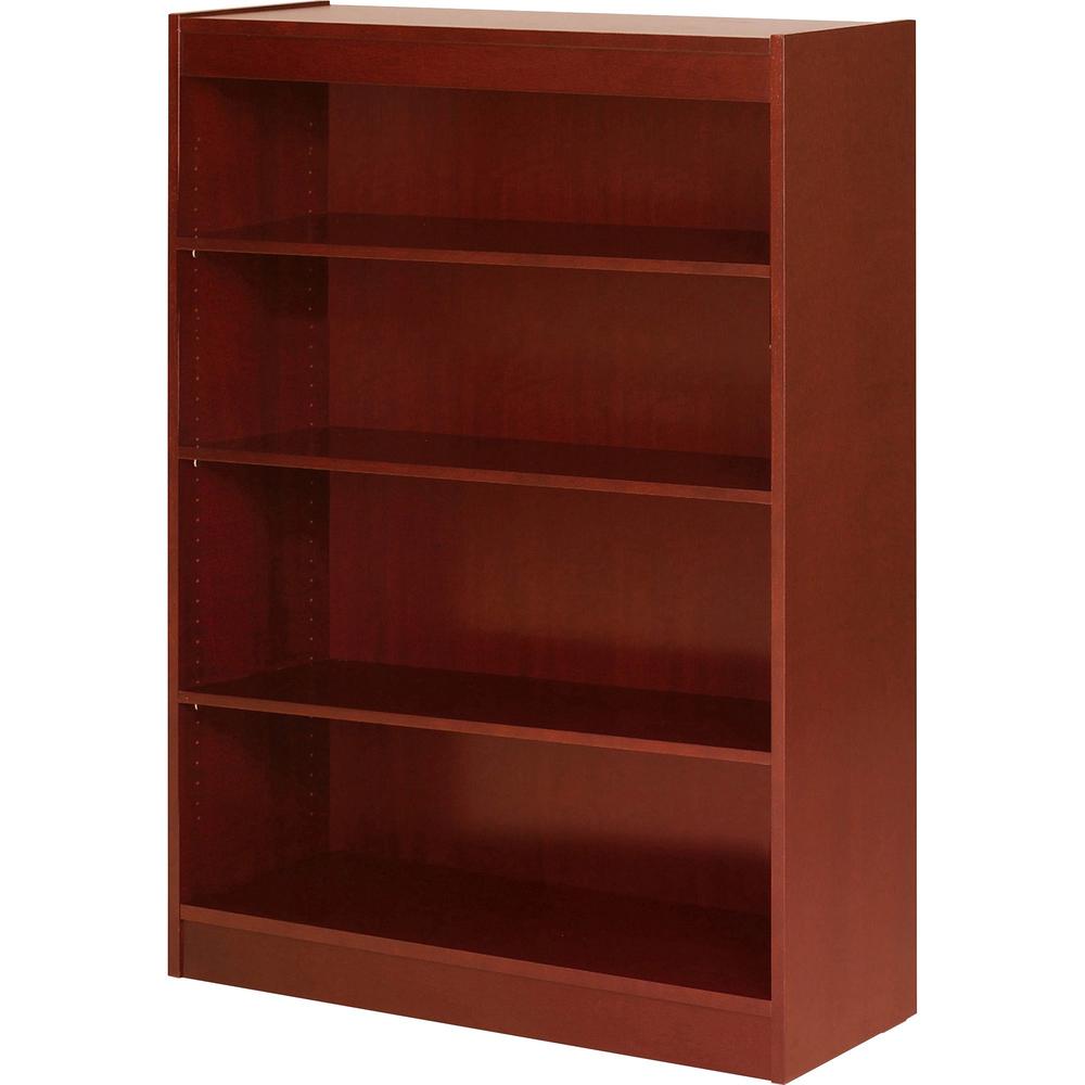 Lorell Panel End Hardwood Veneer Bookcase - 36" x 12" x 0.8" x 48" - 4 Shelve(s) - 3 Adjustable Shelf(ves) - Material: Veneer - Finish: Cherry. Picture 1