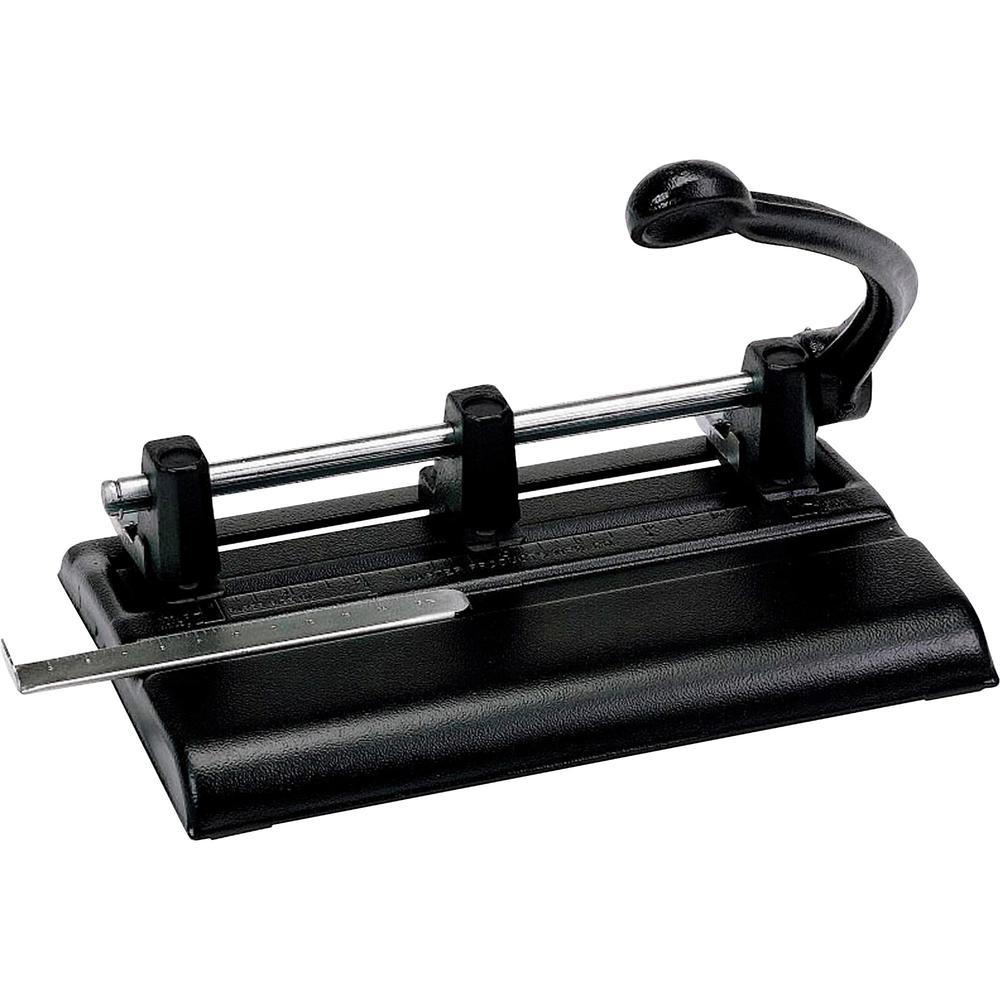 Master Products Power Handle 2/3-hole Paper Punch - 3 Punch Head(s) - 40 Sheet of 20lb Paper - 13/32" Punch Size - 10.9" x 7.5" x 11.1" - Black. Picture 1