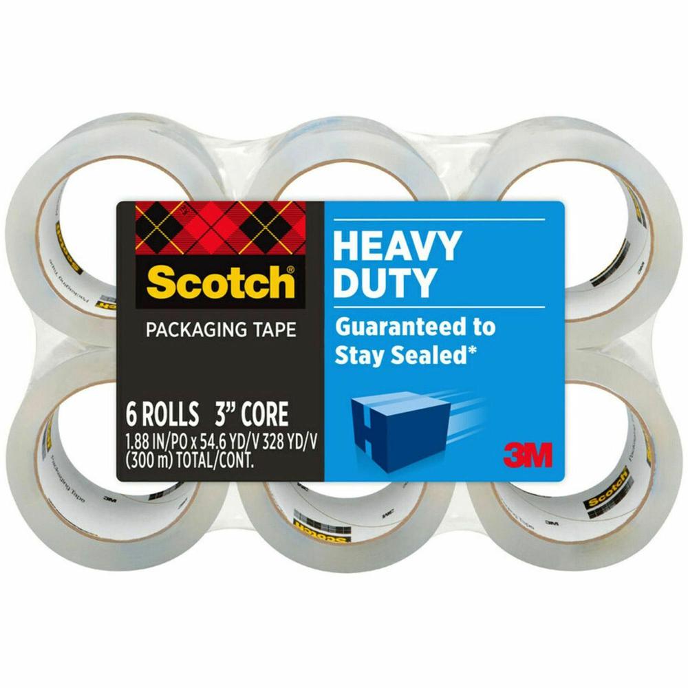 Scotch Heavy-Duty Shipping/Packaging Tape - 54.60 yd Length x 1.88" Width - 3.1 mil Thickness - 3" Core - Synthetic Rubber Resin - Rubber Resin Backing - Breakage Resistance - For Packing, Mailing, Mo. Picture 1