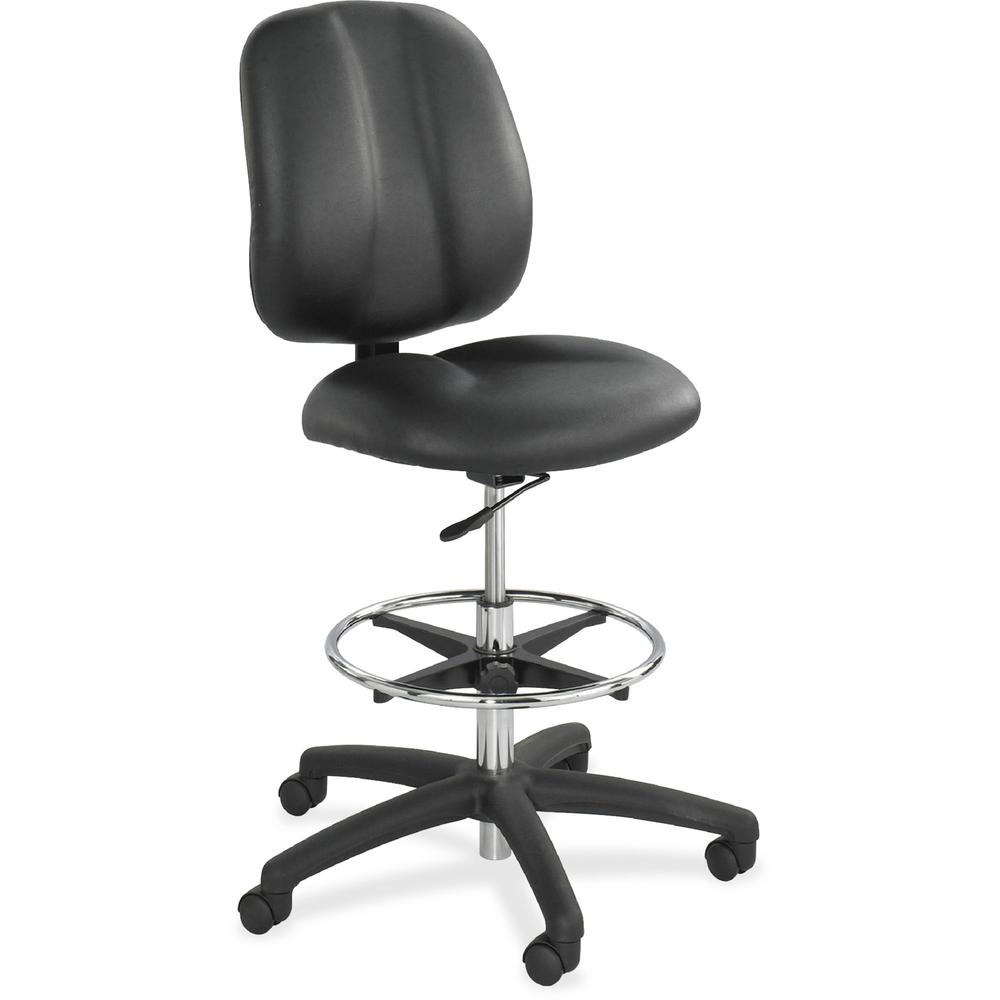 Safco Apprentice II Extended Height Armless Drafting Chair - Black Vinyl Seat - Vinyl Back - 5-star Base - Black - 1 Each. Picture 1
