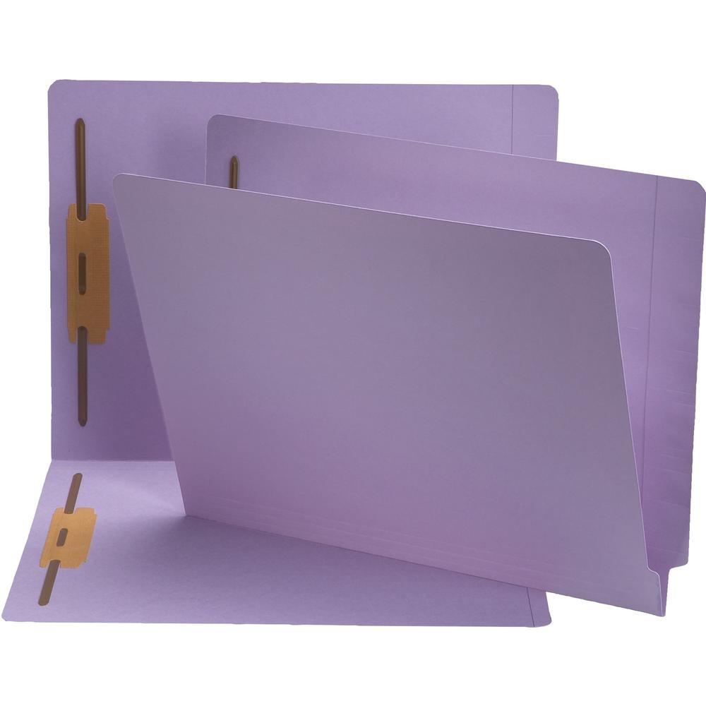 Smead Straight Tab Cut Letter Recycled Fastener Folder - 8 1/2" x 11" - 2 x 2B Fastener(s) - 2" Fastener Capacity - Lavender - 10% Recycled - 50 / Box. Picture 1