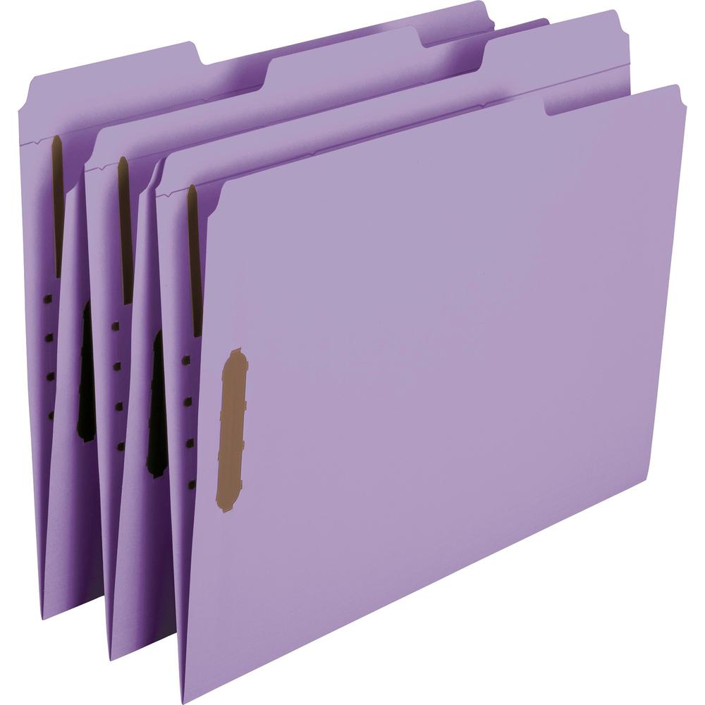 Smead 1/3 Tab Cut Letter Recycled Fastener Folder - 8 1/2" x 11" - 3/4" Expansion - 2 x 2K Fastener(s) - 2" Fastener Capacity - Top Tab Location - Assorted Position Tab Position - Lavender - 10% Recyc. The main picture.