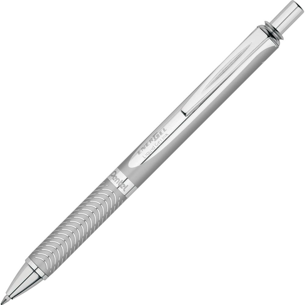 EnerGel EnerGel Alloy Retractable Gel Pens - Medium Pen Point - 0.7 mm Pen Point Size - Refillable - Retractable - Black Gel-based Ink - Metallic Silver Metal Barrel - Stainless Steel Tip - 1 Each. Picture 1