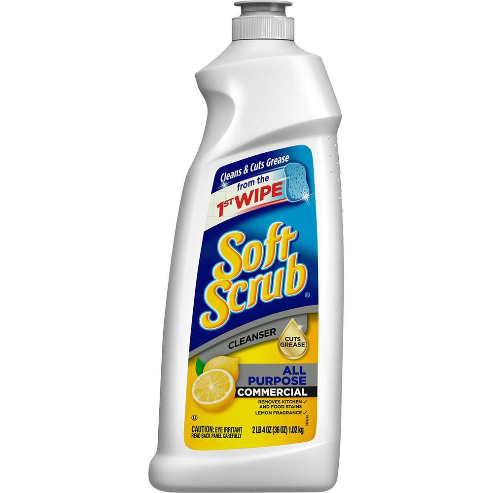 Soft Scrub All Purpose Cleanser - For Kitchen - 36 fl oz (1.1 quart) - Lemon Scent - 1 Each - Disinfectant, Pleasant Scent, Anti-bacterial. Picture 1