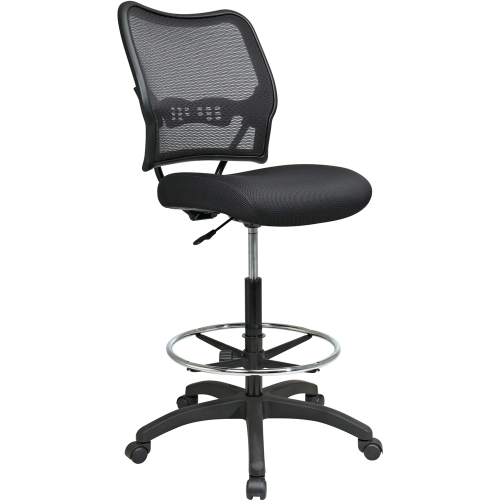 Office Star Air Grid Mesh Back Drafting Chair - Mesh Seat - Mesh Back - 5-star Base - Black - 20" Seat Width x 19.75" Seat Depth - 21.3" Width x 25.5" Depth x 51" Height. Picture 1