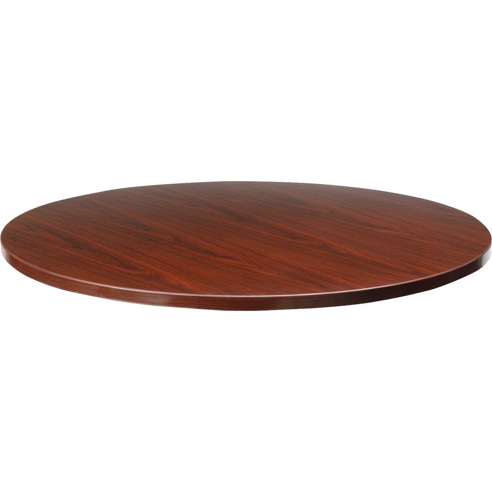 Lorell Essentials Conference Tabletop - Laminated Round, Mahogany Top - Contemporary Style x 41.38" Table Top Width x 41.38" Table Top Depth x 1" Table Top Thickness - Assembly Required - Wood Top Mat. Picture 1