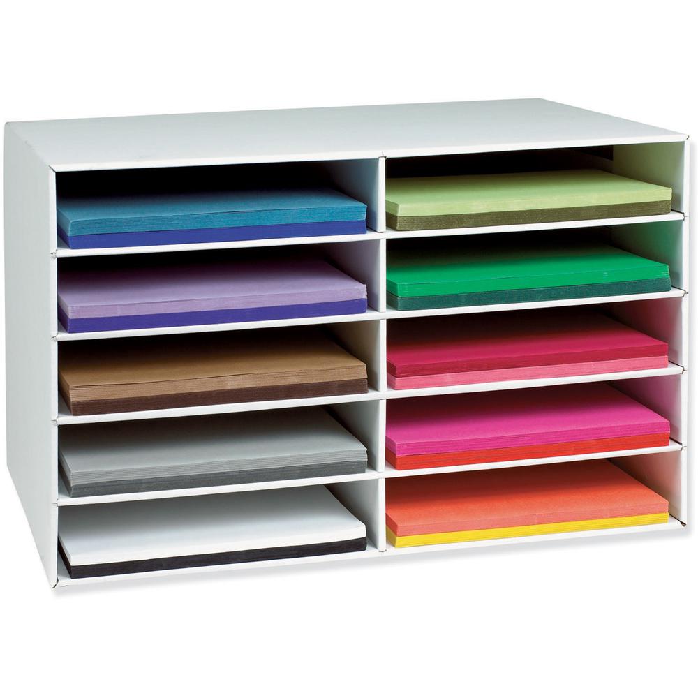 Classroom Keepers 12" x 18" Construction Paper Storage - 10 Compartment(s) - Compartment Size 3" x 12.25" x 18.25" - 16.9" Height x 26.9" Width x 18.5" Depth - 70% Recycled - 1 Each. Picture 1