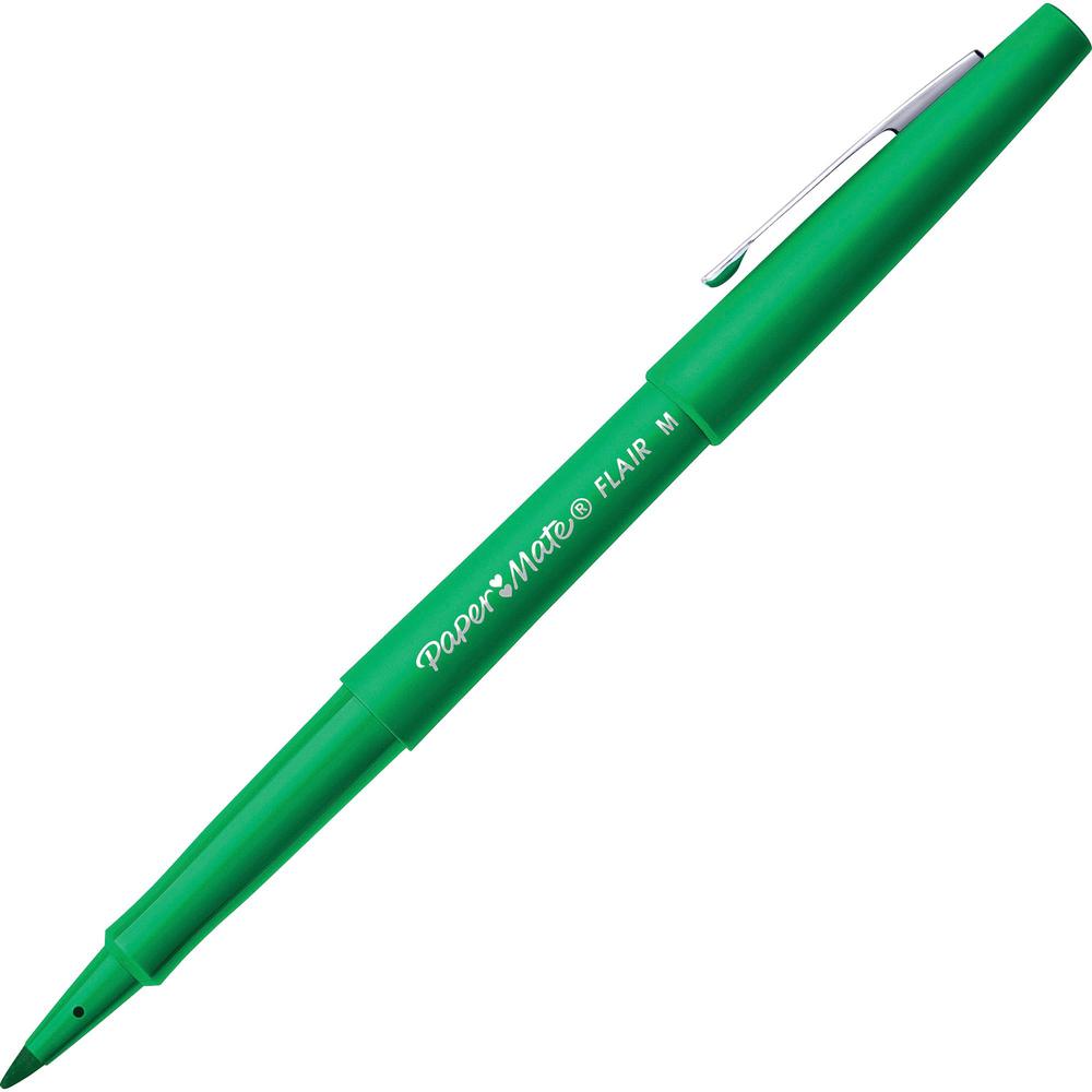 Paper Mate Flair Point Guard Felt Tip Marker Pens - Medium Pen Point - Green Water Based Ink - 1 Dozen. Picture 1