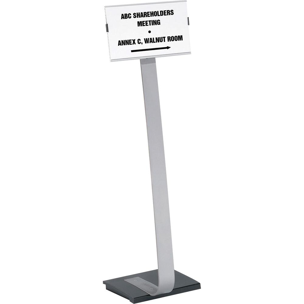 DURABLE&reg; INFO SIGN Letter Floor Stand - 8.5" x 11" Sign - 40.5" - 46.5" Height - Rectangular Shape - Acrylic, Stainless Steel - Updateable - Silver - 1 Pack. Picture 1