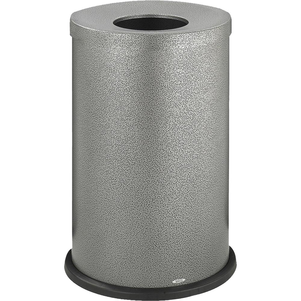 Safco Open Top Speckled Waste Receptacle - 35 gal Capacity - Round - 8.50" Opening Diameter - 28.5" Height x 19.8" Diameter - Steel - Black Speckle - 1 Each. Picture 1